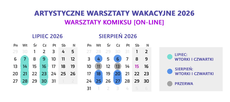 Kalendarz Wakacyjnego Kursu Komiksu i Ilustracji online – lipiec i sierpień 2026, Fenomenarium