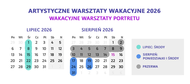 Kalendarz Wakacyjnych Warsztatów Portretu – lipiec i sierpień 2026, Fenomenarium Wrocław